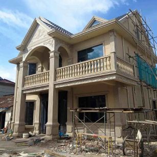 广元 黄金麻花岗岩石材私人别墅雕花门楼柱阳台栏杆