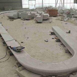 广元 芝麻白花岗岩弧形花坛石，坐凳石