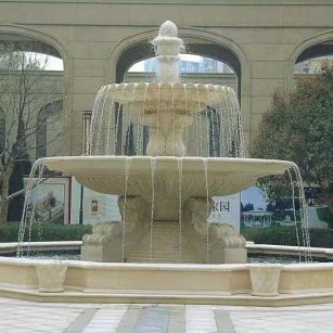 广元 黄金麻花岗岩异型加工——户外庭院石雕流水喷泉