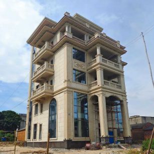 广元 黄金麻花岗岩石材别墅外墙干挂搭配（雕花栏杆花瓶柱门楼罗马柱）