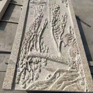 广元 黄金麻雕刻板浮雕迎客松