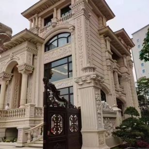 广元 黄金麻花岗岩别墅外墙干挂效果展示