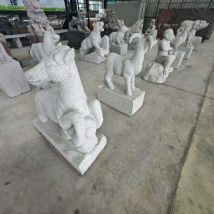 广元 芝麻白花岗岩造型立体雕刻——十二生肖