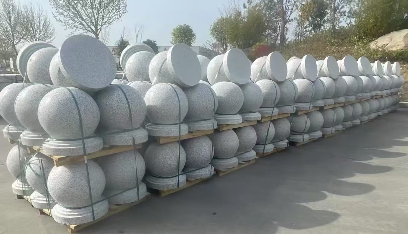 广元 白麻花岗岩石材圆球，石球，挡车球，隔离球，景观石球，风水球等