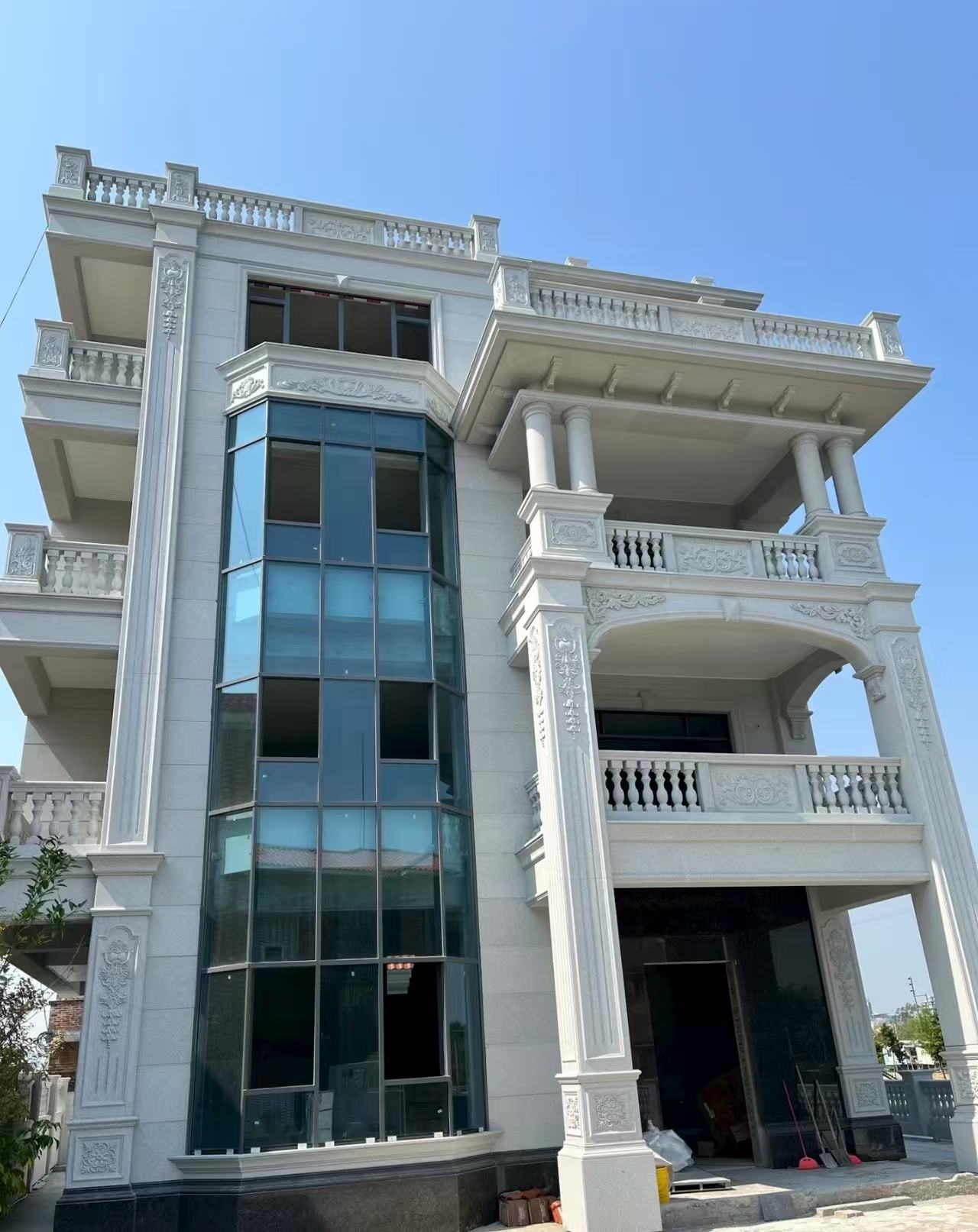 广元 白麻花岗岩别墅外墙干挂效果展示