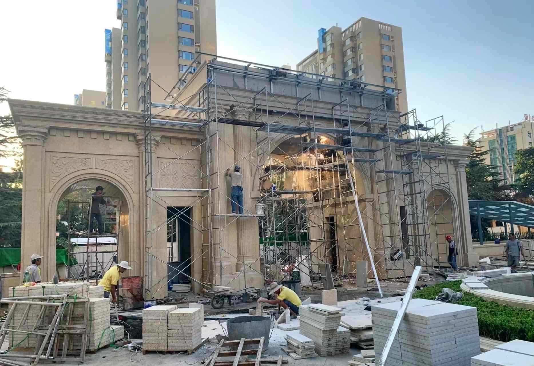 广元 黄金麻荔枝面花岗岩小区门楼外墙干挂