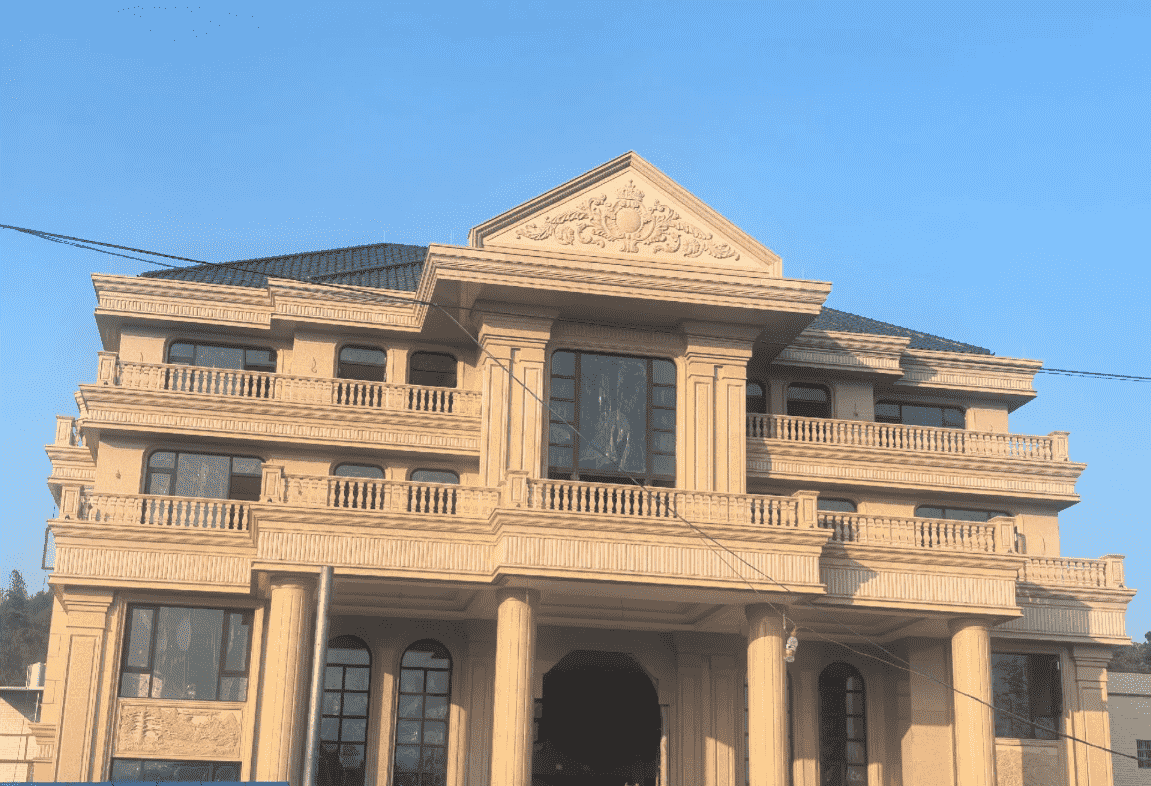 广元黄金麻别墅外墙干挂石材效果示例